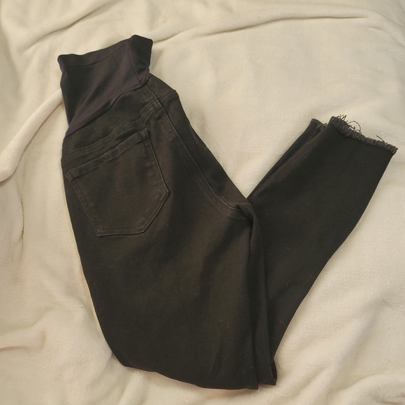 Sandpiper Denim - Sandpiper Maternity Jeans Black Denim Size Medium Distressed Skinny Cotton Blend